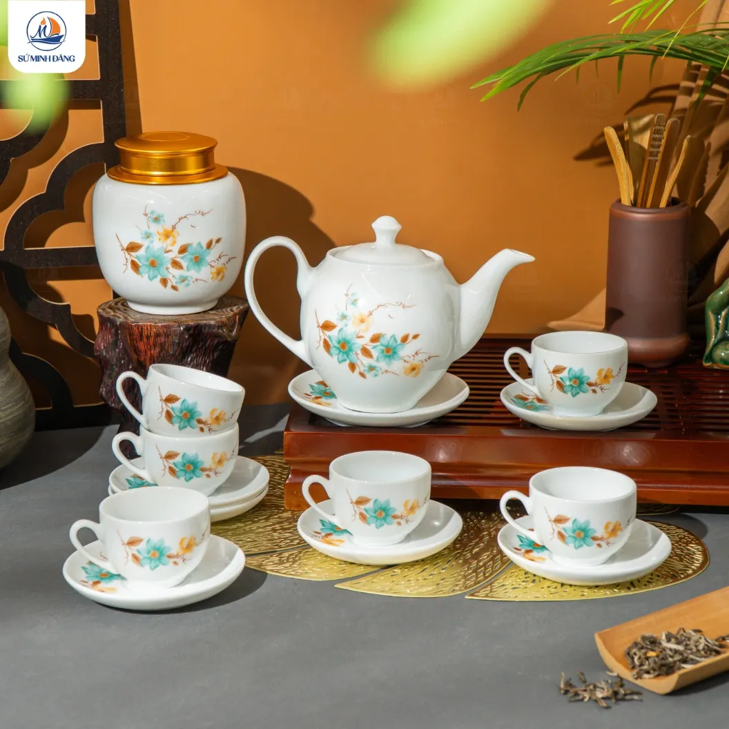 Bộ trà Bạch Hạc Đồng Nội in logo