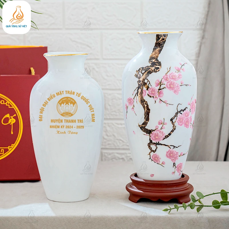 Bình gốm Đào Xuân Phúc Mãn in logo