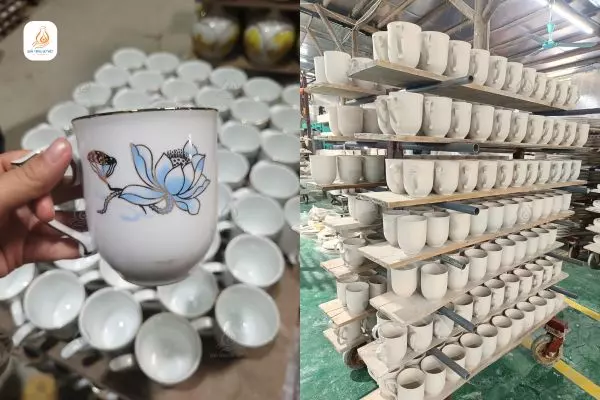 Ly sứ được in ấn logo theo yêu cầu