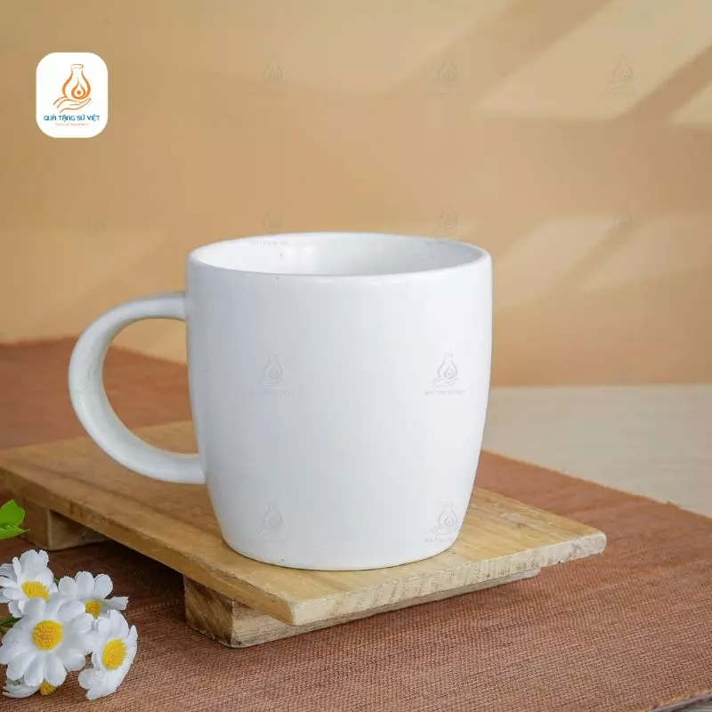 Cốc sứ trắng Bát Tràng dáng lùn