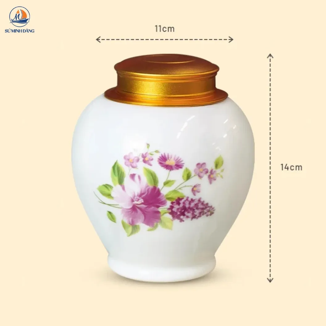 Kích thước Hũ trà gốm Hoa Đồng Nội