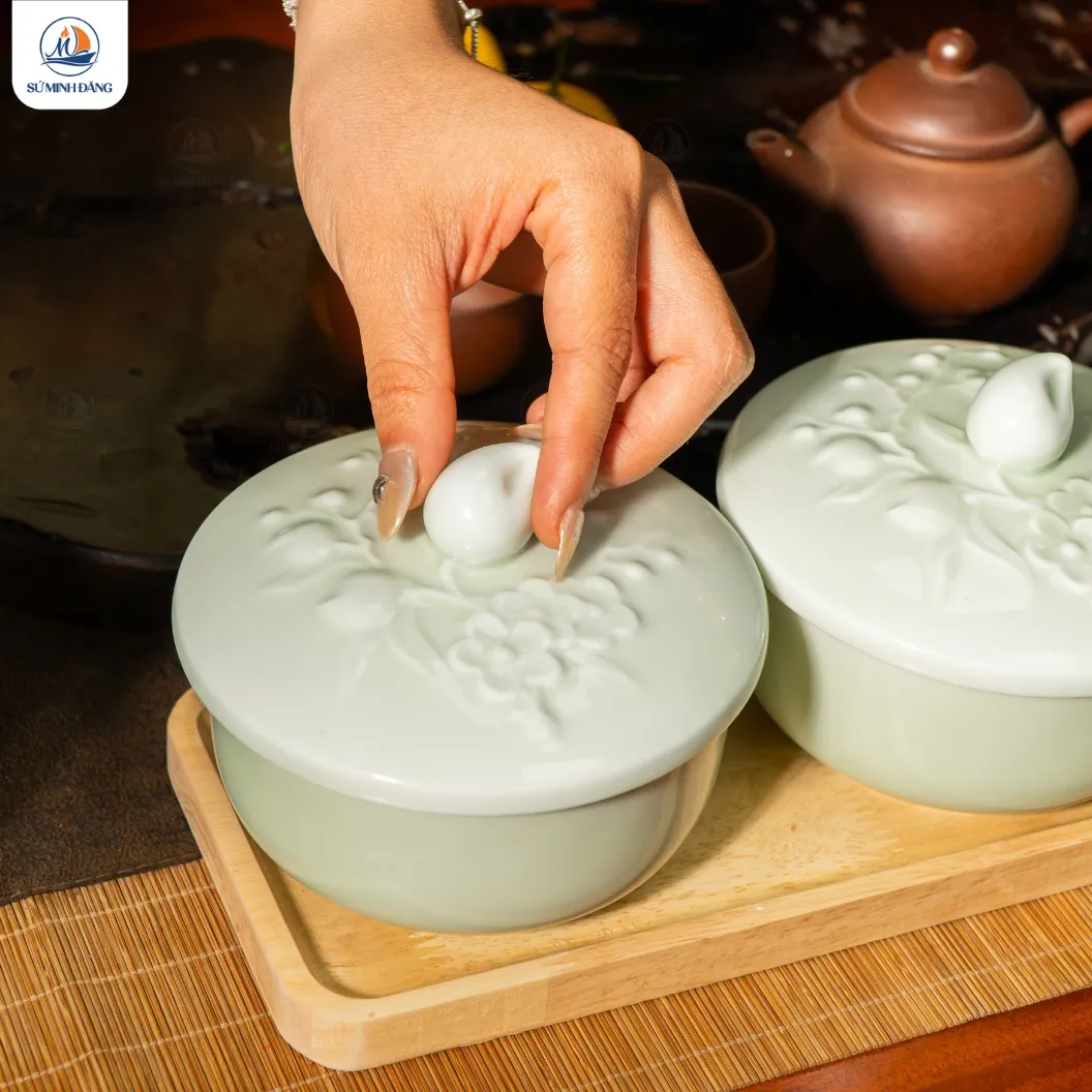 Hũ mứt gốm Đào Khai Phú Quý