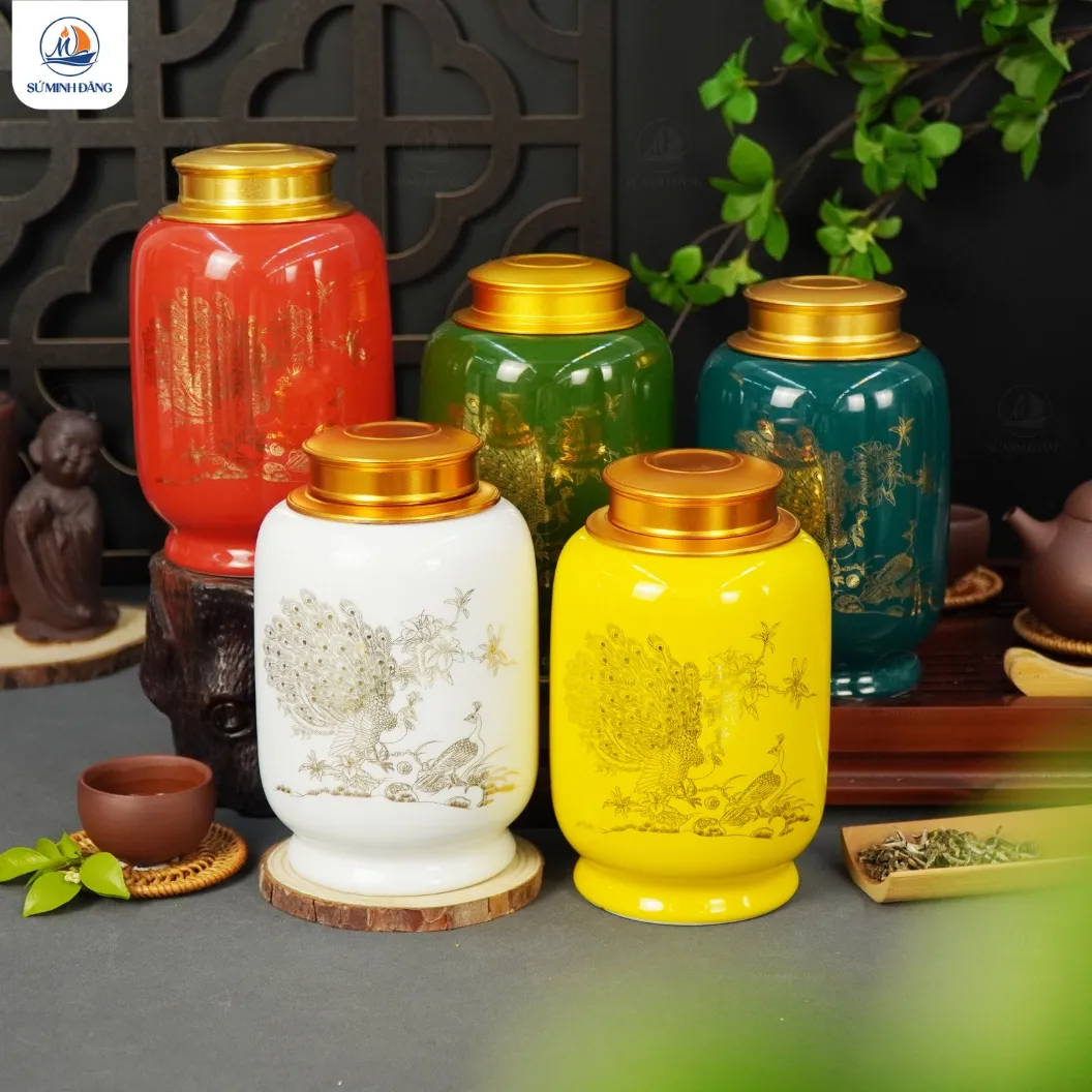 Hũ đựng chè Song Điểu