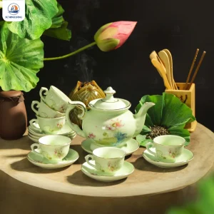 Bộ ấm chén đài các hồng liên