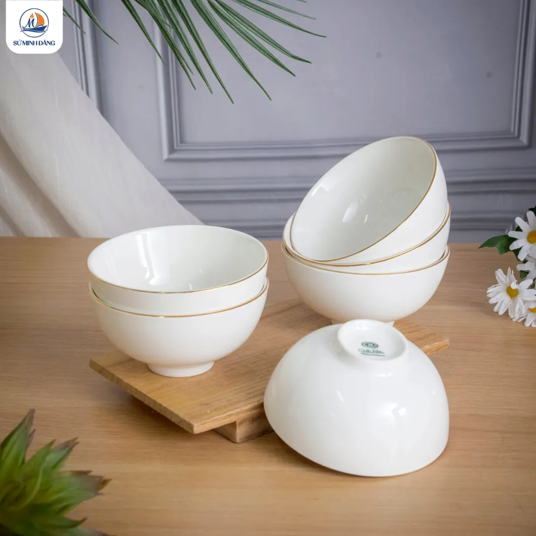 Set 6 bát cơm quà tặng kẻ vàng