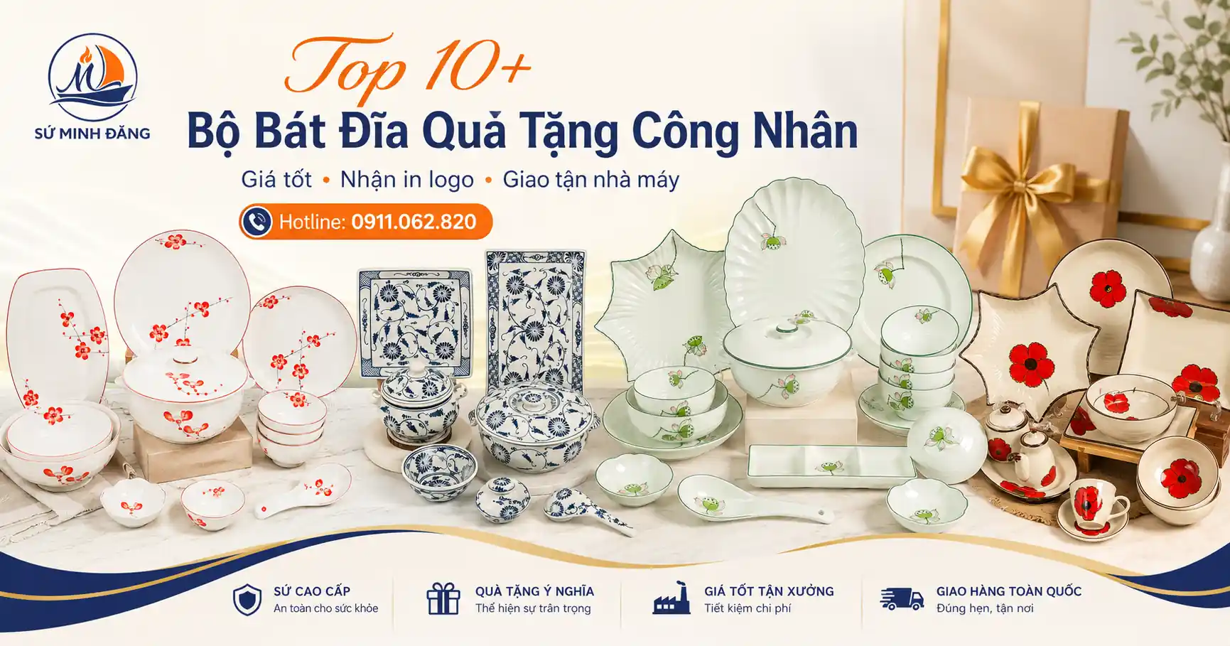 Bộ bát đĩa quà tặng công nhân viên giá rẻ