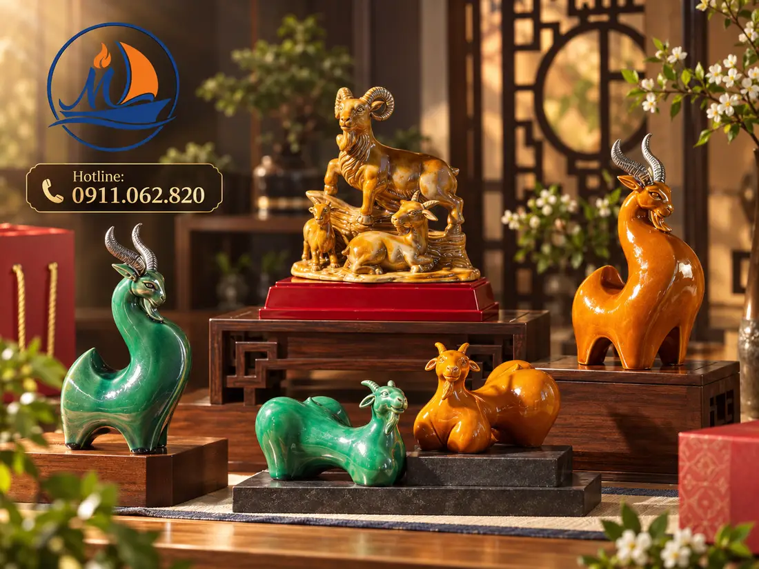 tượng linh vật dê tặng đại lý đầu năm mới