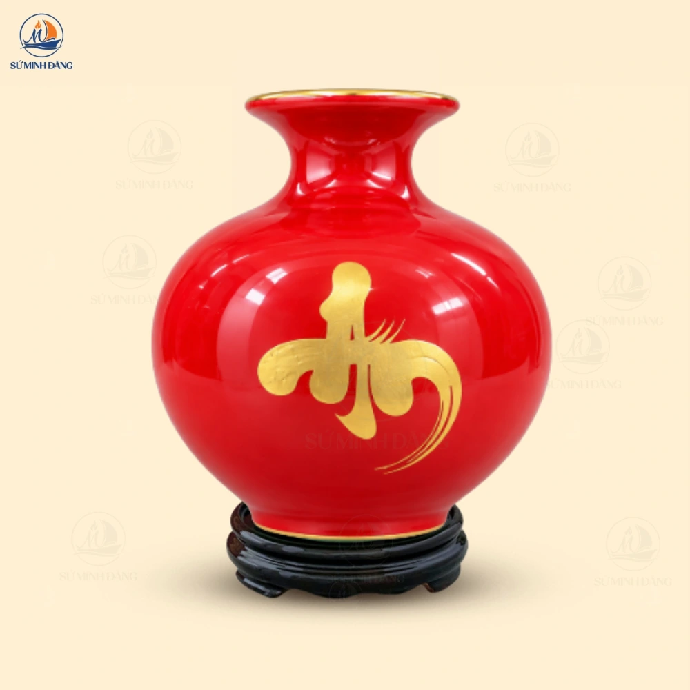 Bình Hút Lộc Men Đỏ Bát Mã Mini