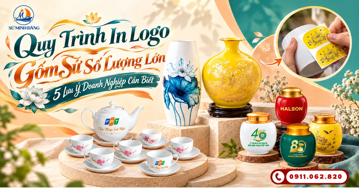quy trình in logo gốm sứ số lượng lớn - ảnh bìa