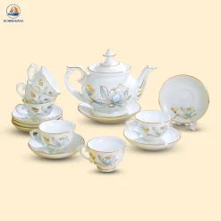 Bộ trà Đài Các Sen Xanh gốm Bát Tràng