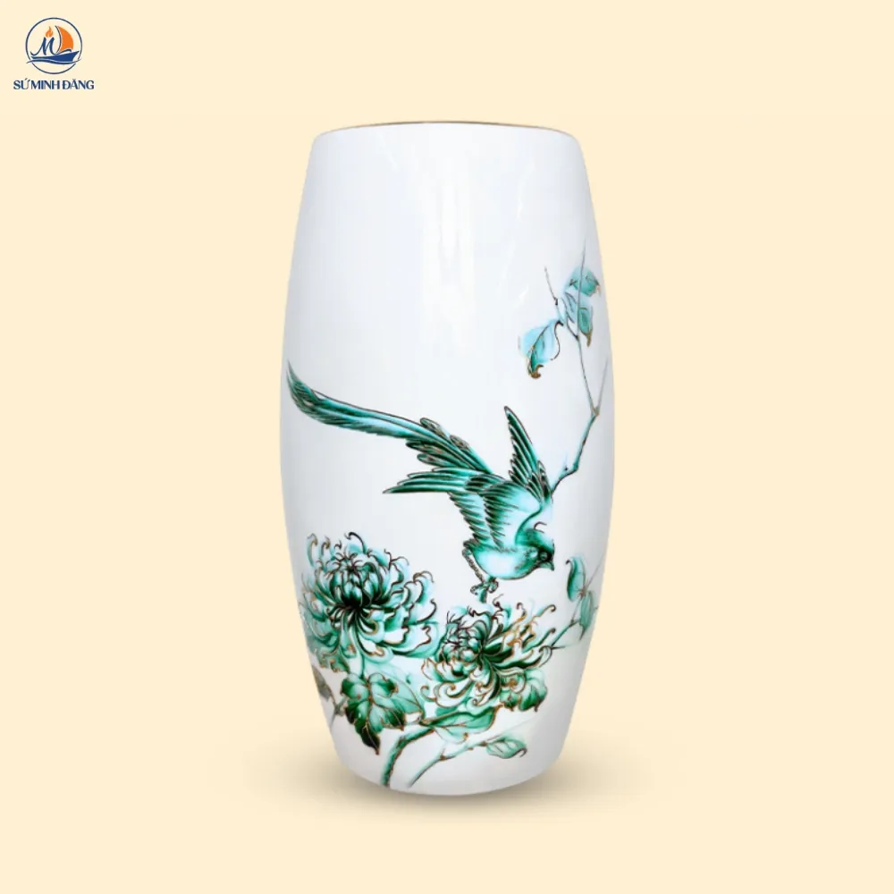 Bình hoa gốm Trĩ Cúc Minh Hoa