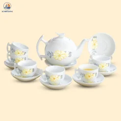 Bộ ấm chén bưởi cành hoa trà trắng
