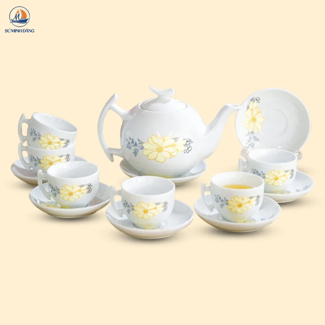 Bộ ấm chén bưởi cành hoa trà trắng