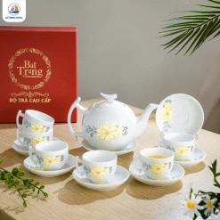 Bộ ấm chén bưởi cành hoa trà trắng