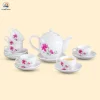 Bộ ấm trà trắng họa tiết hồng lan