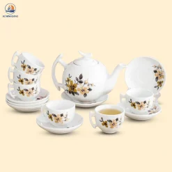 Bộ trà trắng hoa Đồng Quê