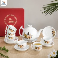 Bộ trà trắng hoa Đồng Quê