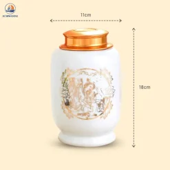 Hũ trà in hình Bác Hồ men trắng