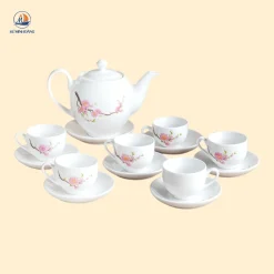Bộ trà Bạch Hạc Đào Xuân Bát Tràng