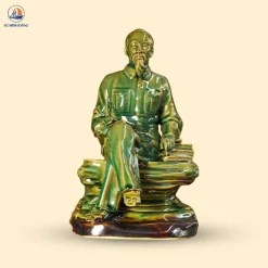 Tượng gốm Bác Hồ men ngọc lục bảo sang trọng, tinh tế