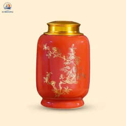 Hũ trà gốm Lựu Khai Phú Quý dáng cao