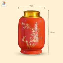 Hũ trà gốm Lựu Khai Phú Quý dáng cao