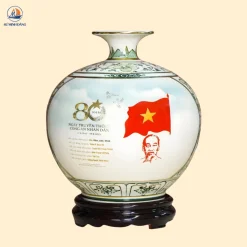 Bình gốm Lộc Bảo An men hanh vàng