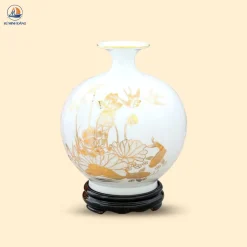 Bình hút lộc Liên Hoa Vọng Ngư kẻ vàng kim