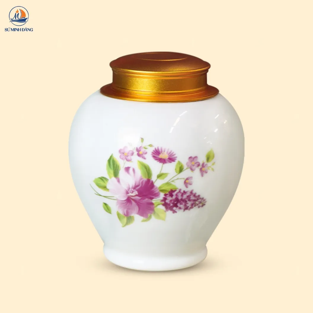 Hũ trà gốm Hoa Đồng Nội