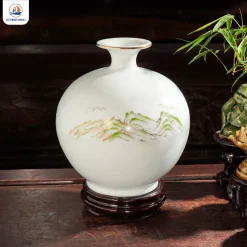 Bình hút lộc Mã đáo thành công men trắng