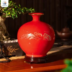 Bình hút lộc Mã đáo thành công men đỏ