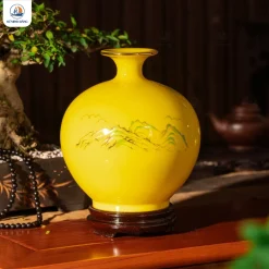 Bình hút lộc Mã đáo thành công men vàng