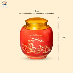 Lọ đựng chè Mã đáo thành công men đỏ