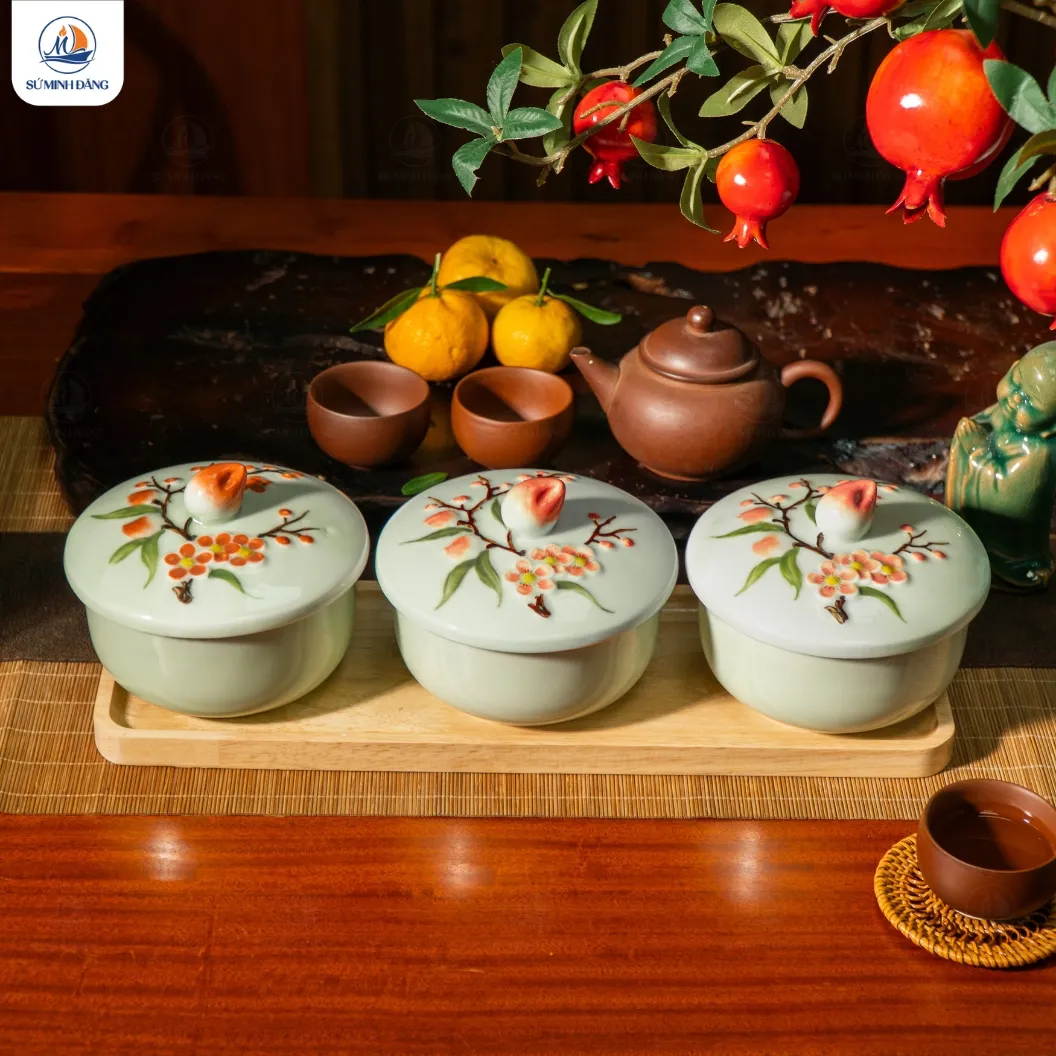 Hũ mứt gốm Đào Xuân