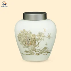 Lọ trà gốm Song Điểu