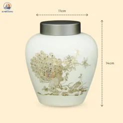 Lọ trà gốm Song Điểu