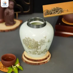 Lọ trà gốm Song Điểu