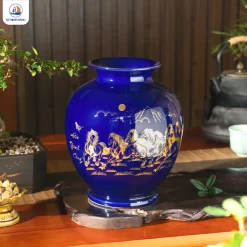 Bảo phúc bình Bát Mã vẽ vàng kim