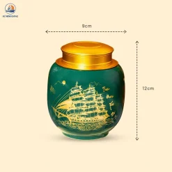 Lọ đựng trà Thuận Buồm Xuôi Gió men xanh lục