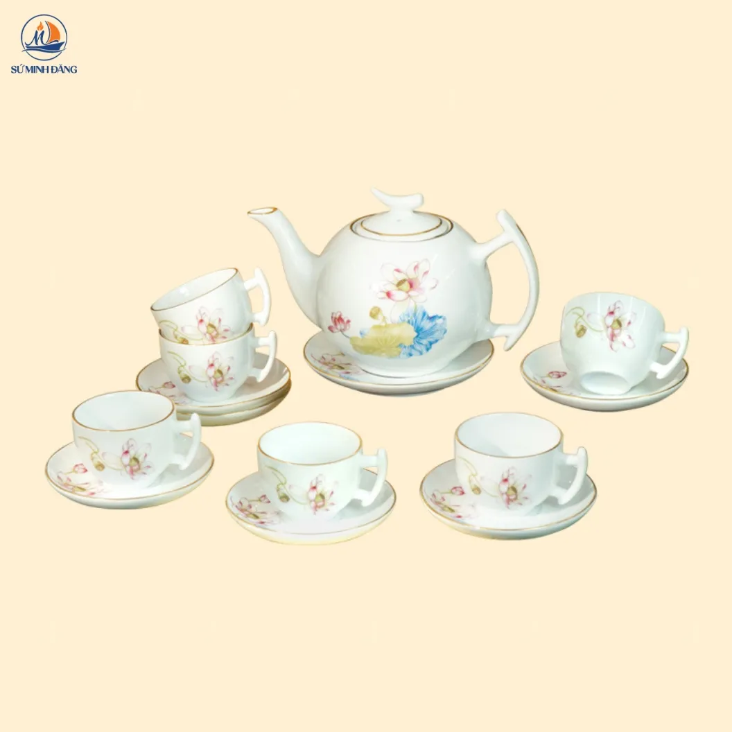 Bộ ấm trà hoa sen hồng