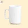 Cốc sứ trắng quai C dáng trụ tay nắm