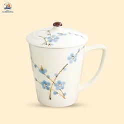 Cốc sứ Bát Tràng họa tiết đào xanh