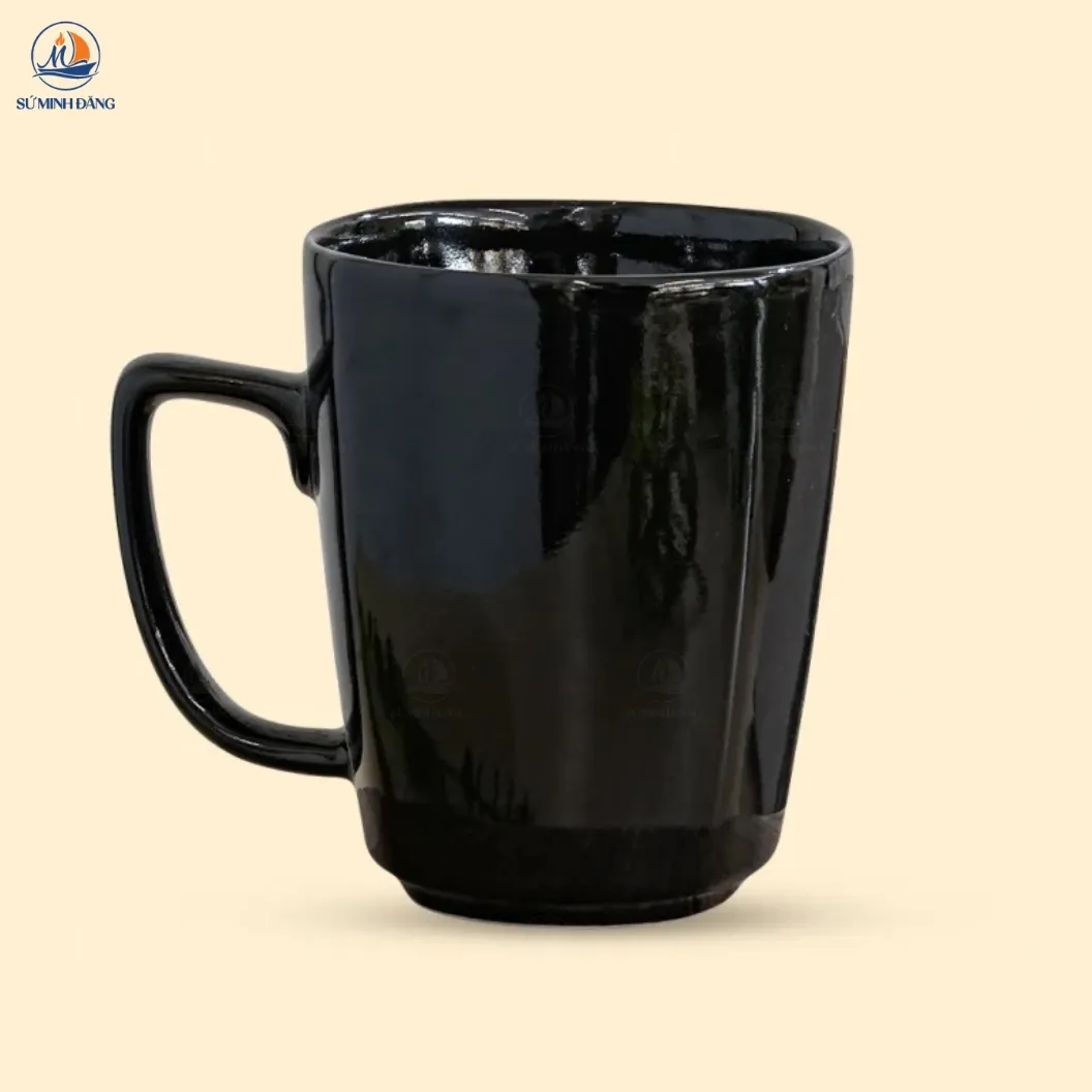 Tách Sứ Đen Dáng Vuông Vát