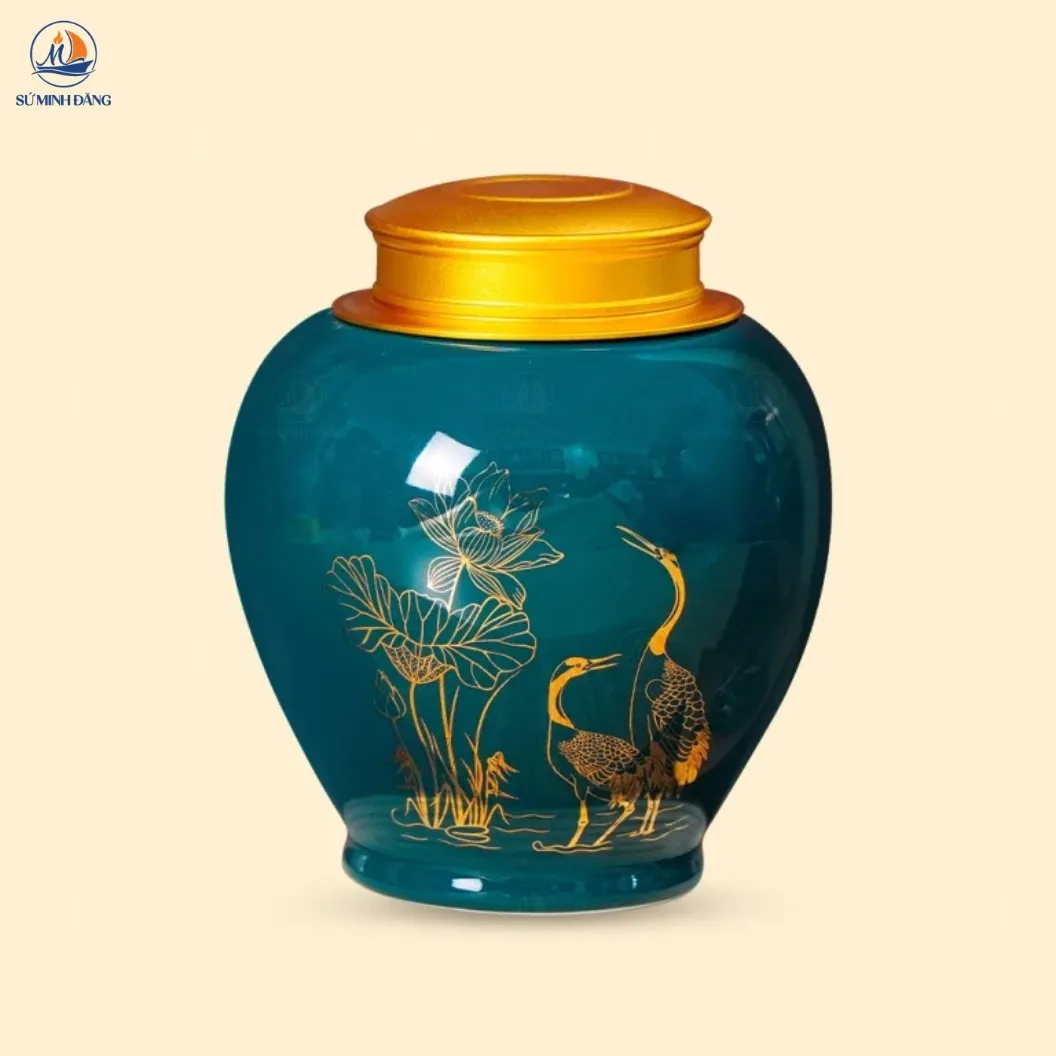 Lọ đựng chè Sen Hạc