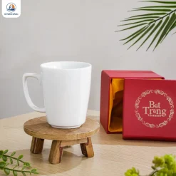 Ly sứ Bát Tràng men trắng dáng vuông vát