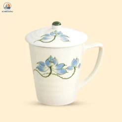 Cốc sứ Bát Tràng họa tiết sen xanh