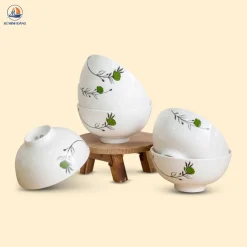 Bộ 6 bát cơm quà tặng hoa xanh