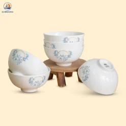 Bộ 6 bát cơm trắng hoa đồng nội