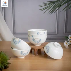Bộ 6 bát cơm trắng hoa đồng nội