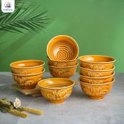 Bộ bát đĩa Bát Tràng men bí sắc 12 chi tiết